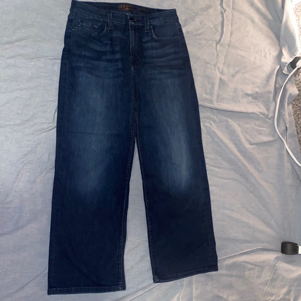 Jen 7 Cropped Wide Leg Dark Wash Jeans size 6
